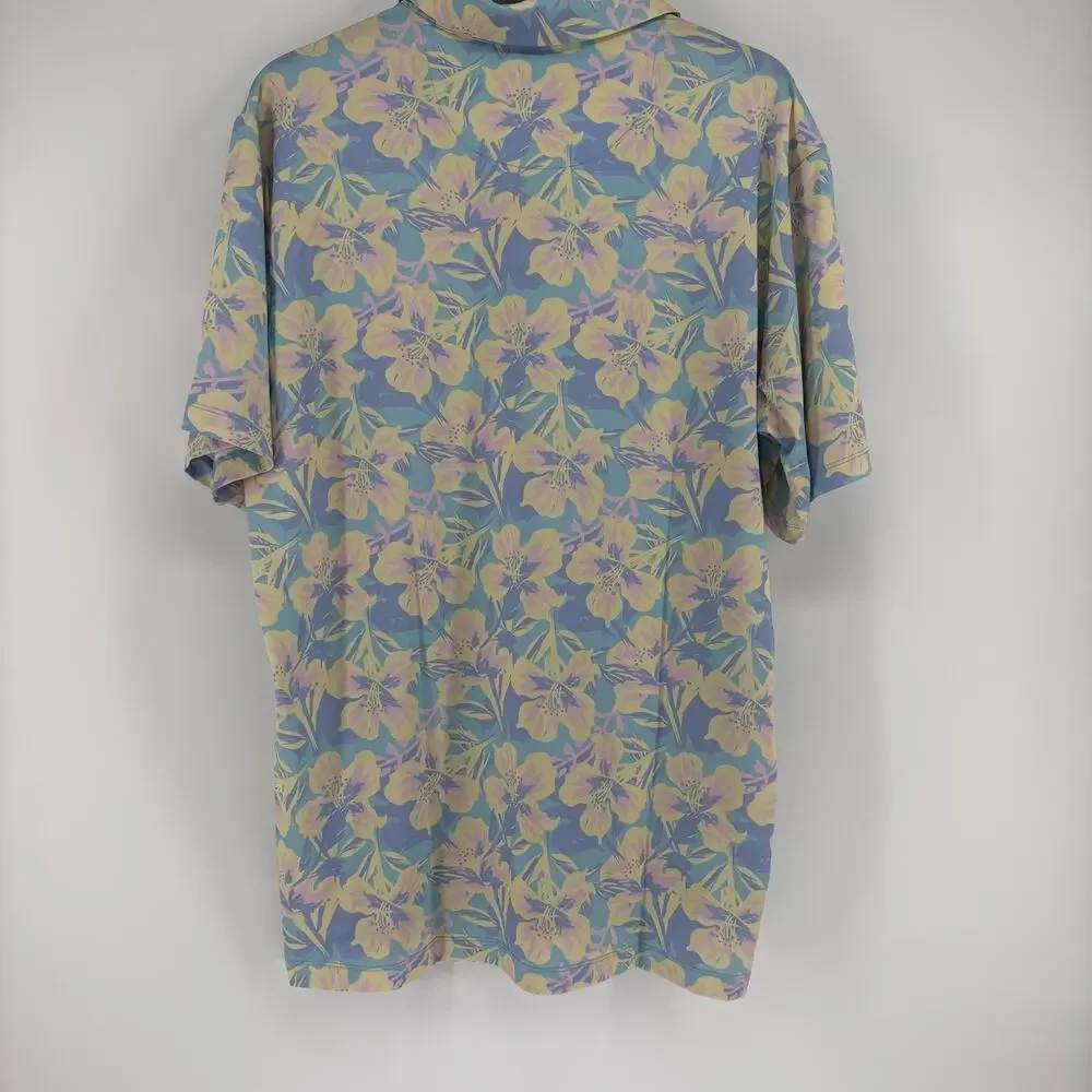 NEW BYRD GANG Shirt Pastel Floral Short Sleeve Golf Shirt UPF Stretch Size XXL - Picture 7 of 11